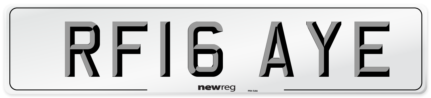 RF16 AYE Number Plate from New Reg